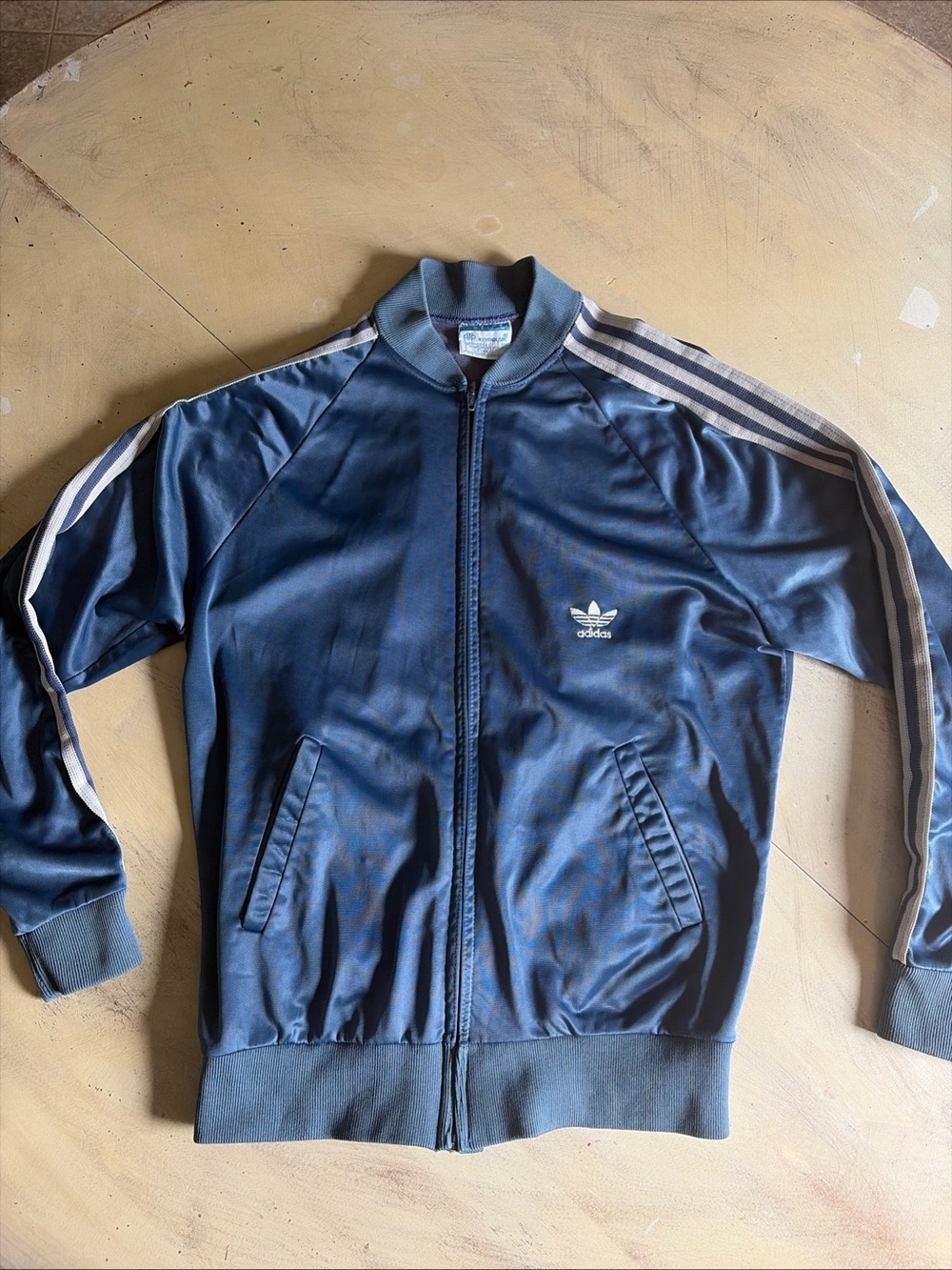 Vintage 80s Adidas ATP Keyrolan Track Jacket Made in USA Light Blue Trefoil Sz M